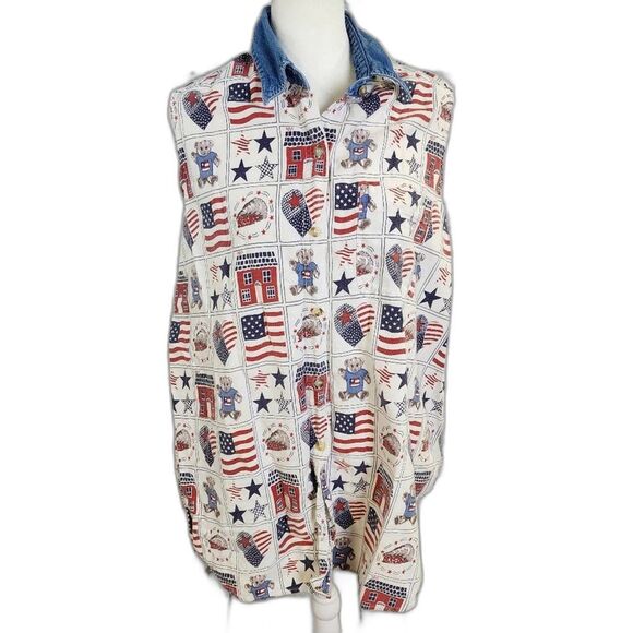 Vintage Quizz sleeveless patriotic shirt - Picture 1 of 6